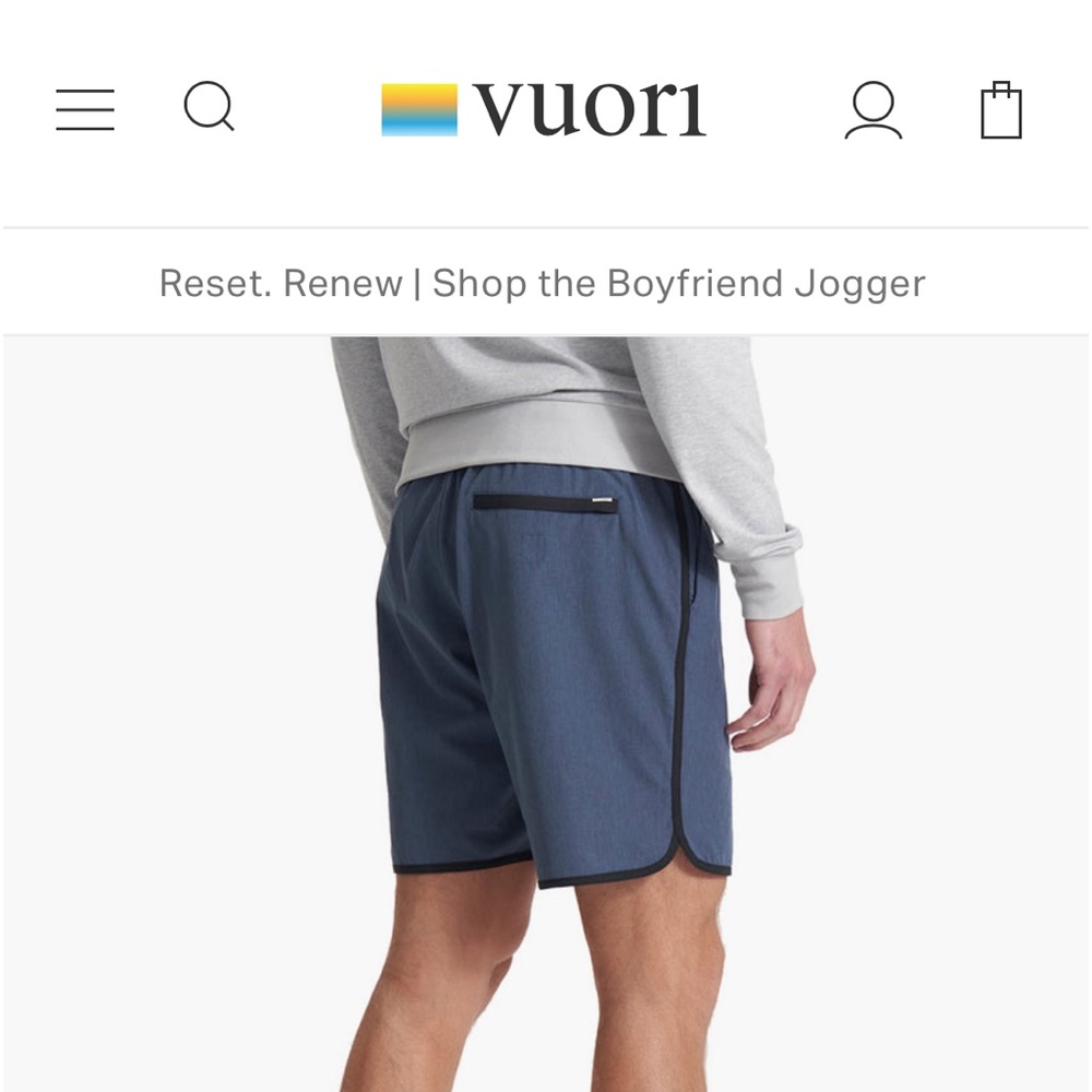 NWT Vuori men’s banks shorts size large color is Azure linen texture
